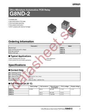 G8ND-2-DC12SK datasheet  